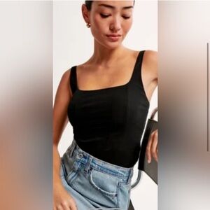 Abercombie & Fitch Cotton Blend Squareneck Corset Top
